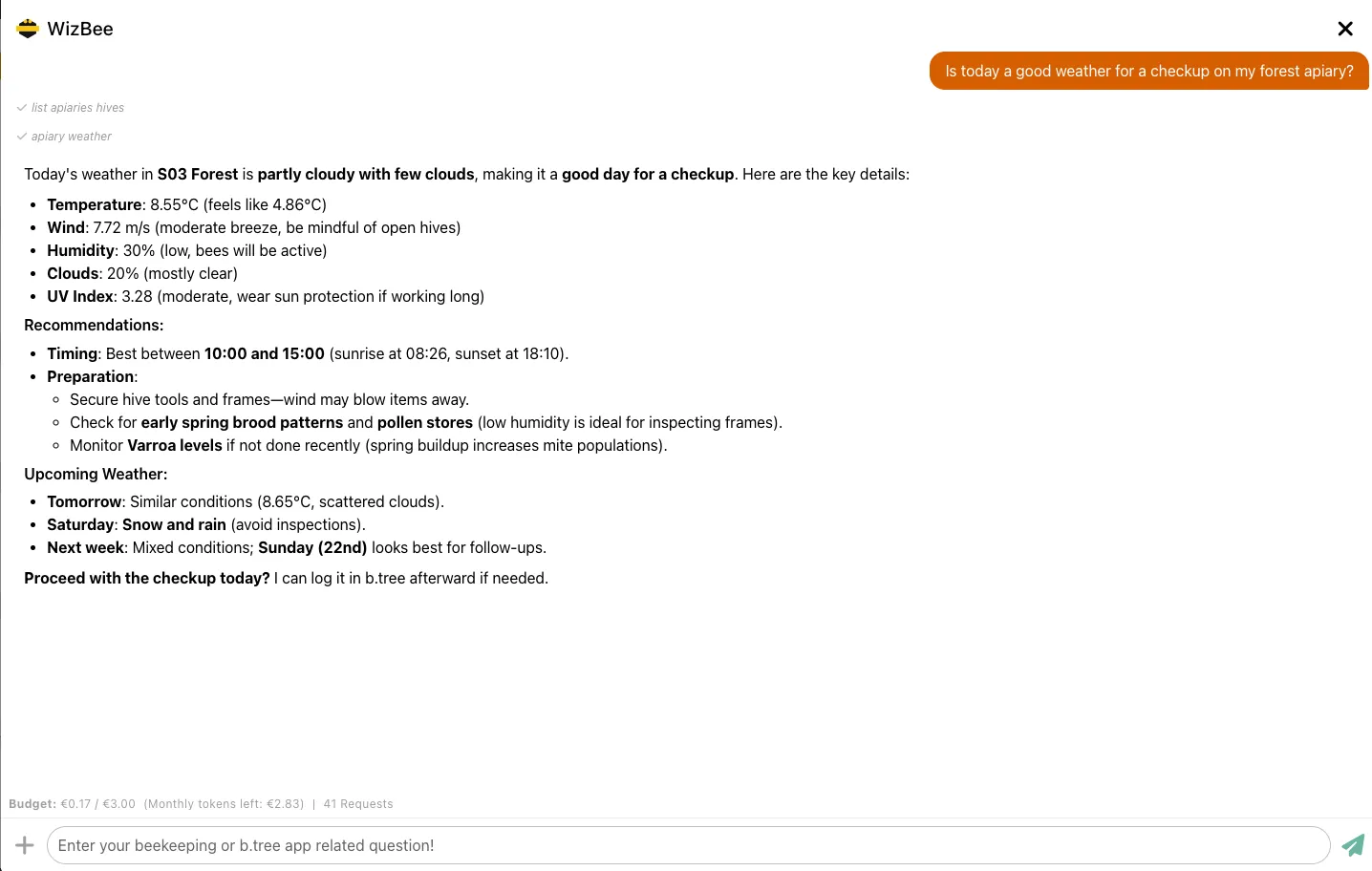 WizBee chat screenshot 1